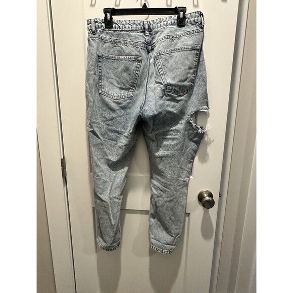Women’s topshop ripped denim light wash high rise mom jeans 32x30 - Picture 3 of 4